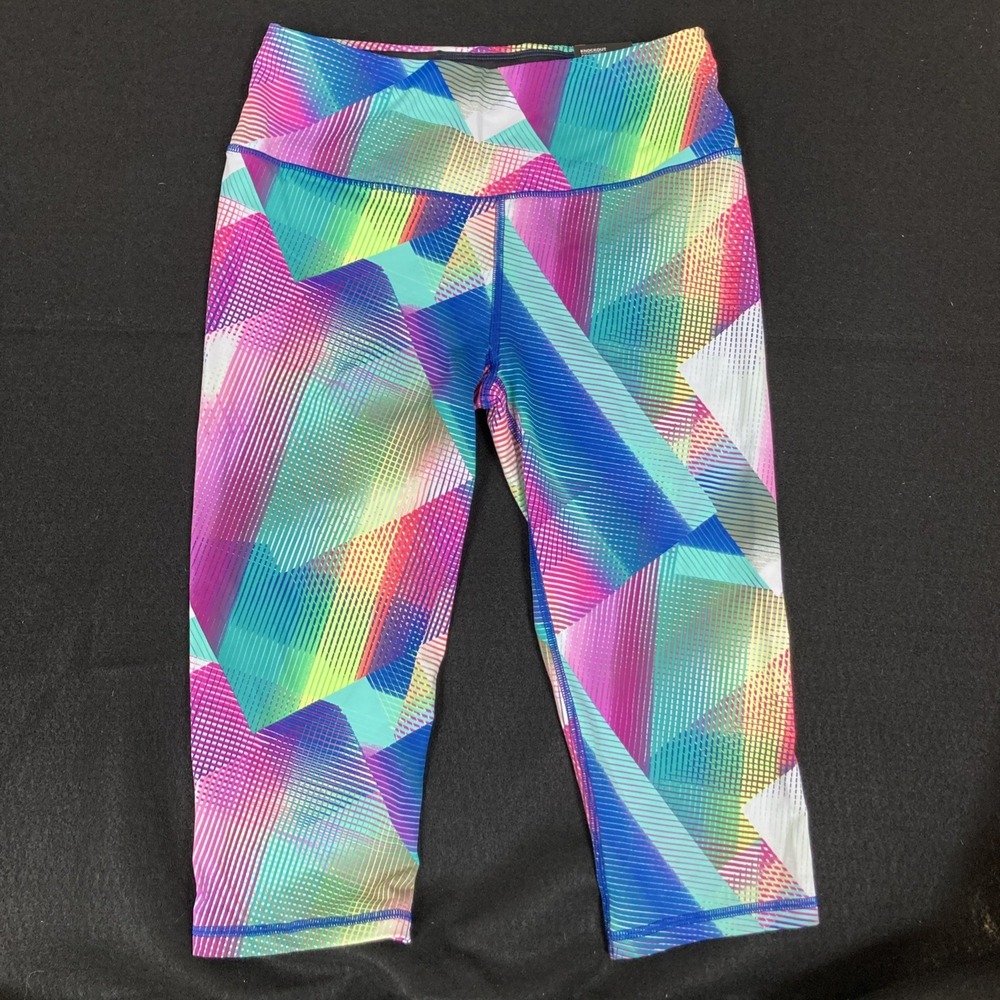 VICTORIA'S SECRET VSX SPORT MULTI-COLOR GEOMETRIC KNOCKOUT CROP YOGA LEGGINGS M